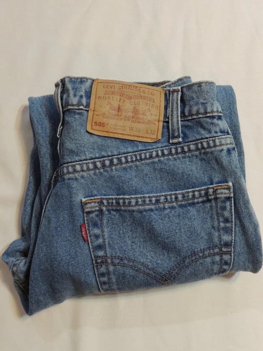 Levi 505 Jens Vintage 90s Men 30x32 Pockets Outdoor Party Denim Blue Jeans